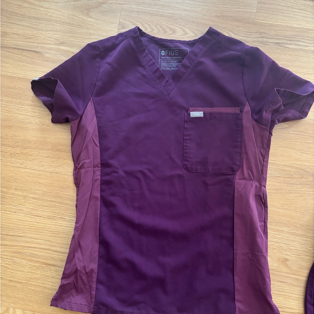 Figs Deep Purple V-Neck Scrub Top